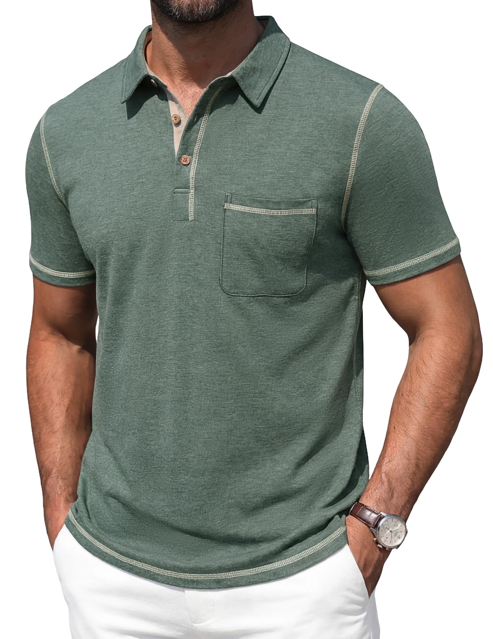 Men's Lightweight Cotton Golf Polo with Pocket