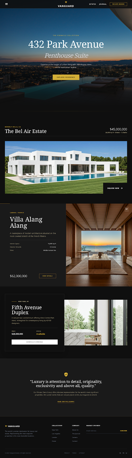 DigiBeloved portfolio project showing luxury real estate website design with property listings and modern UI