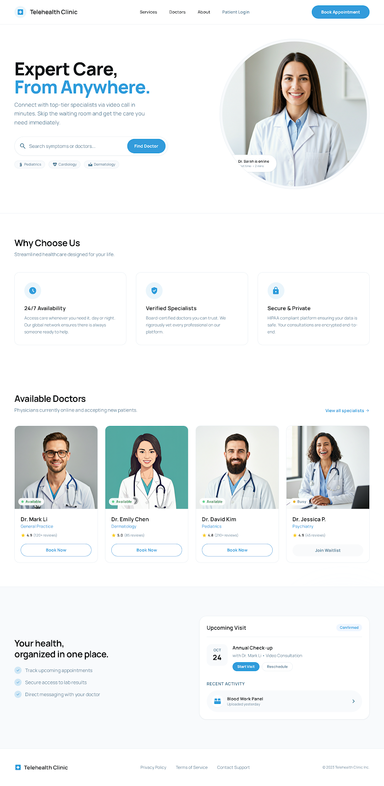 DigiBeloved portfolio project showing medical telehealth platform with appointment booking and patient dashboard