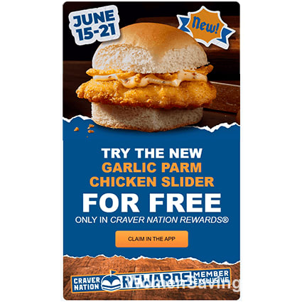 FREE Garlic Parm Chicken Slider at White Castle Through June 21st