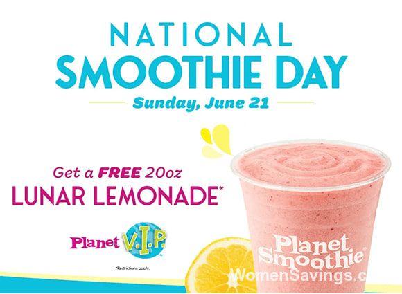 FREE 20oz Lunar Lemonade at Planet Smoothie on June 21