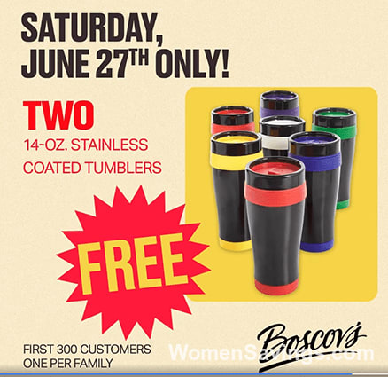 2 FREE Stainless Tumblers at Boscov's on June 27th