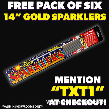 FREE 6 Pack of Gold Sparklers at Phantom Fireworks