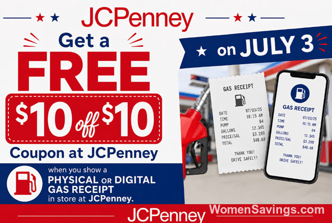 FREE $10 off $10 Coupon at JCPenney on July 3