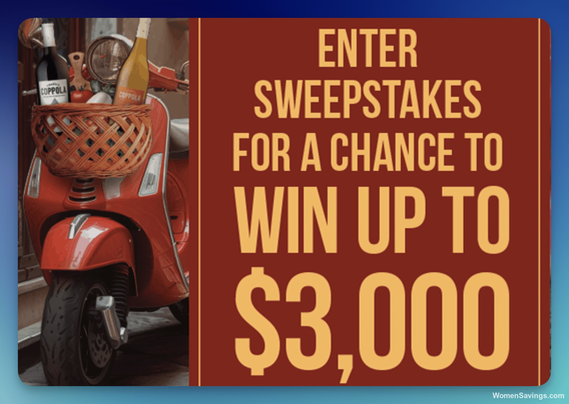 Francis Coppola Perfect Your Pizza Sweepstakes - $3,000 Prize