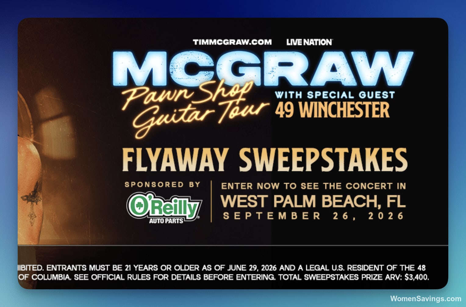 O'Reilly x Tim McGraw Tour Flyaway Sweepstakes