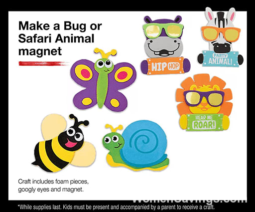 FREE Bug & Safari Animal Magnet Craft at JCPenney July 11th
