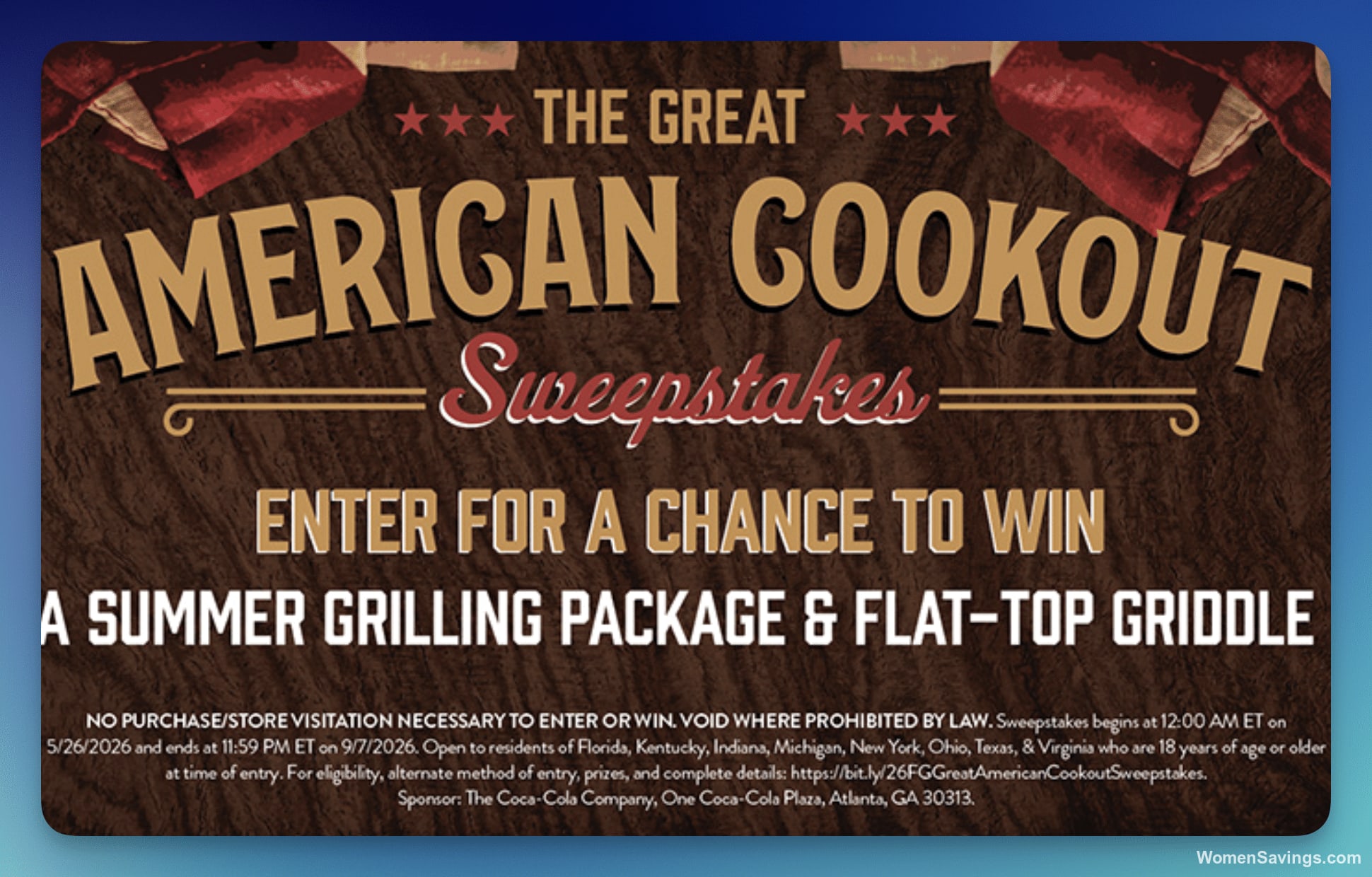Coca-Cola Great American Cookout Sweepstakes - Win Blackstone Griddles