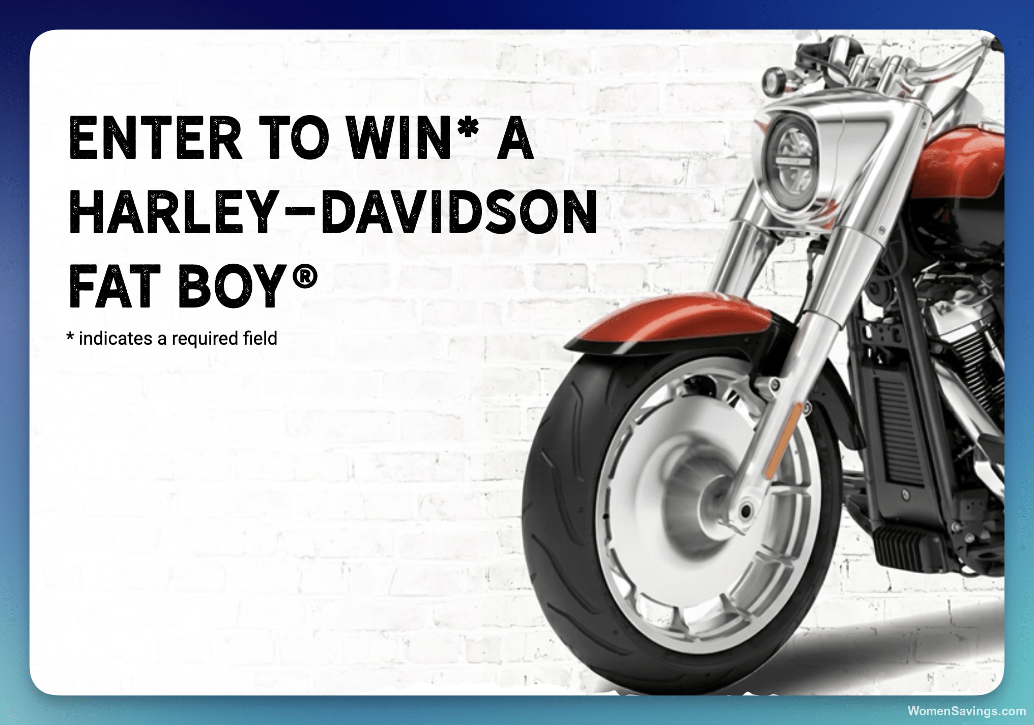 Win a 2026 Harley Davidson Fat Boy Motorcycle!