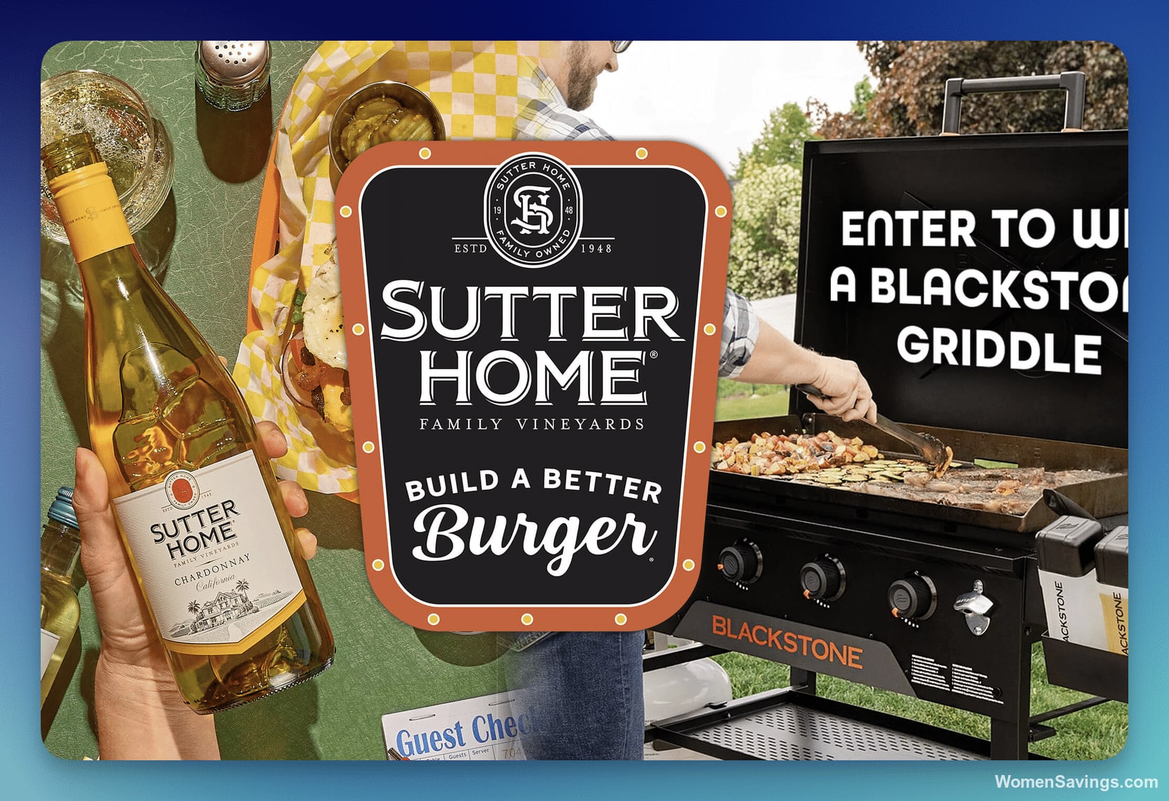 Sutter Home Build A Better Burger Sweepstakes - Win 36-inch Blackstone Grill