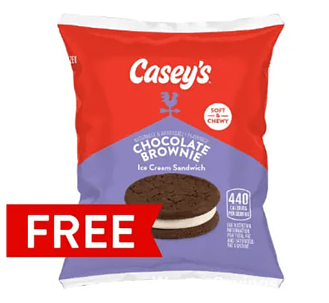 FREE Casey's Chocolate Brownie Ice Cream Sandwich Today Only