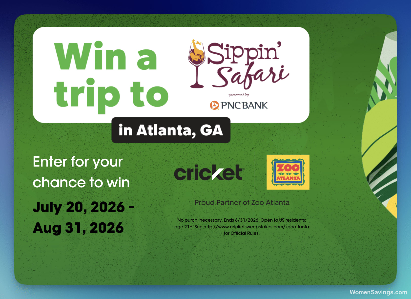 Cricket Wireless Safari Flyaway Sweepstakes - Free Atlanta Trip