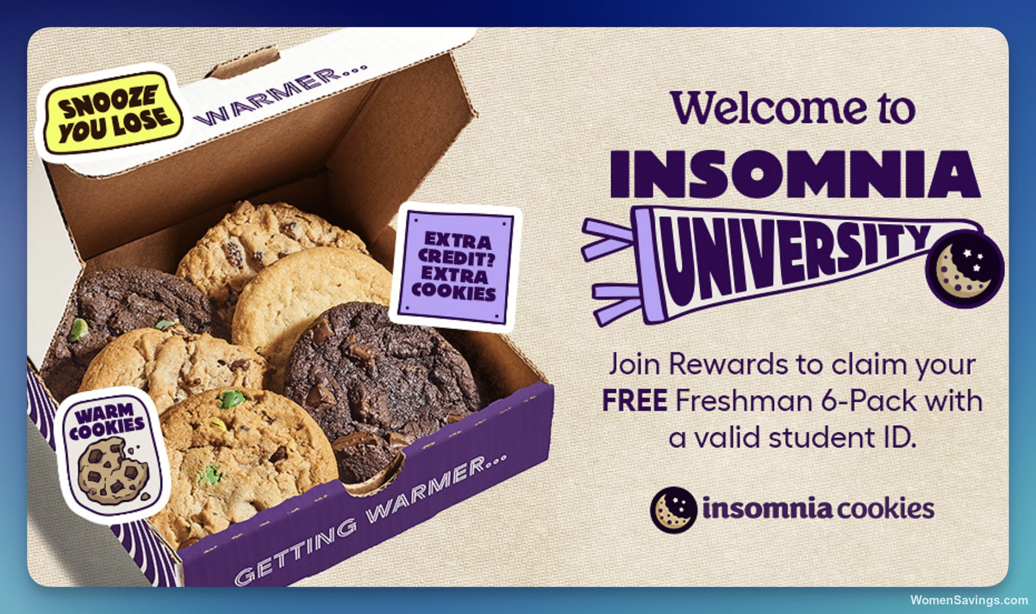 FREE Insomnia Cookies 6-Pack for Class of 2030 College Freshmen