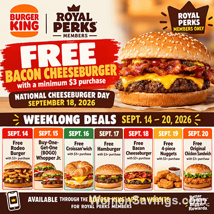 Burger King: FREE Burgers for Rewards Members Sept 14-20