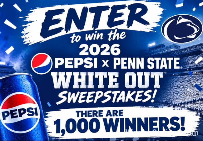 Pepsi x Penn State White Out Sweepstakes: 1,000 Winners!