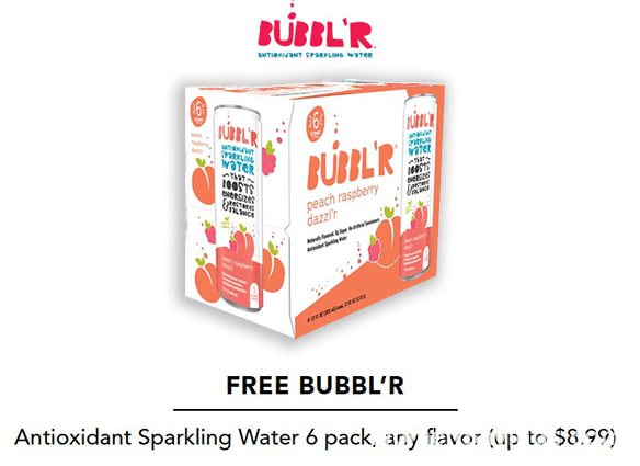 FREE 6-Pack of Bubbl'r Sparkling Water