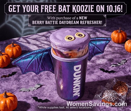 FREE Bat Koozie with Dunkin' Purchase on October 16