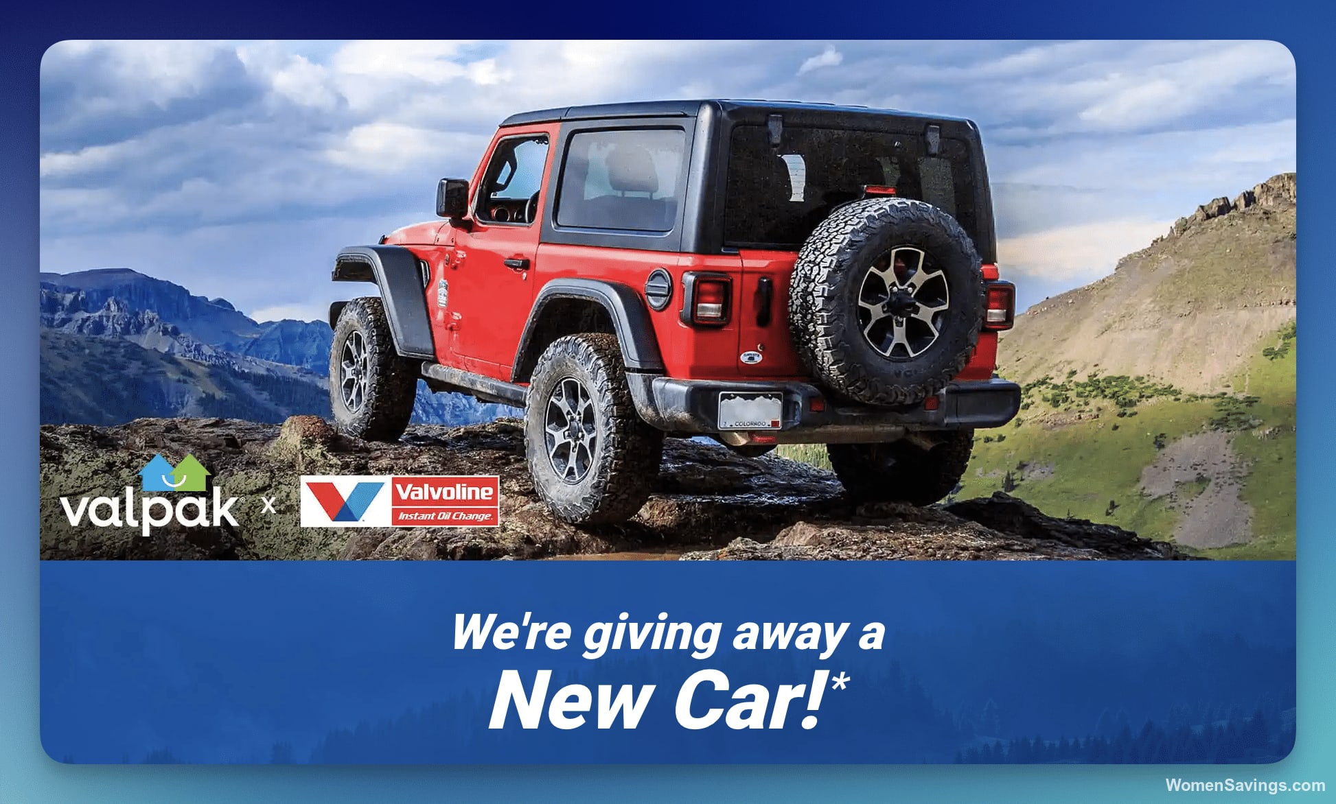 2026 Jeep Wrangler 2-Door Sport, the grand prize in the Valpak Free Ride Sweepstakes