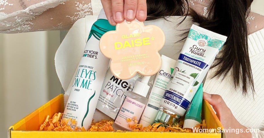 Fall 2026 Walmart Beauty Box with assorted full-size and travel-size beauty products