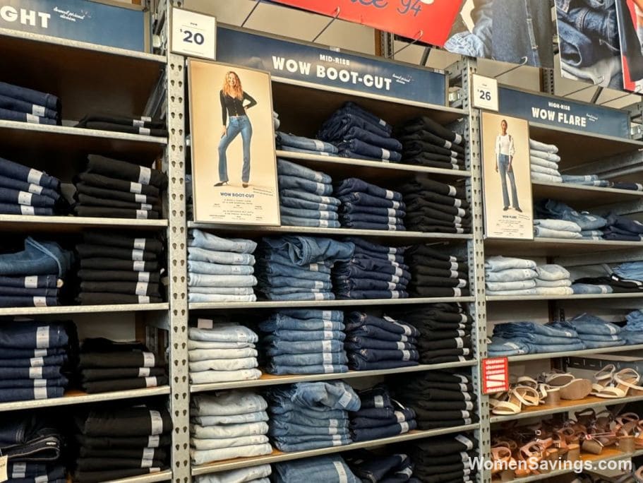 Stack of Old Navy Wow Jeans in assorted denim washes for kids, women and men