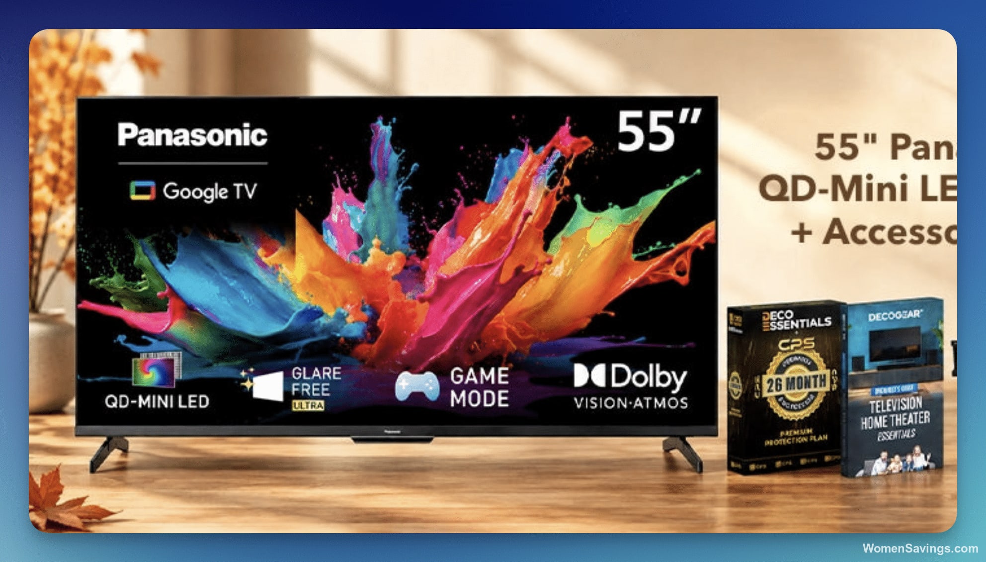Panasonic 4K TV displaying a colorful fall scene, the prize in the Beach Camera Fall Sweepstakes