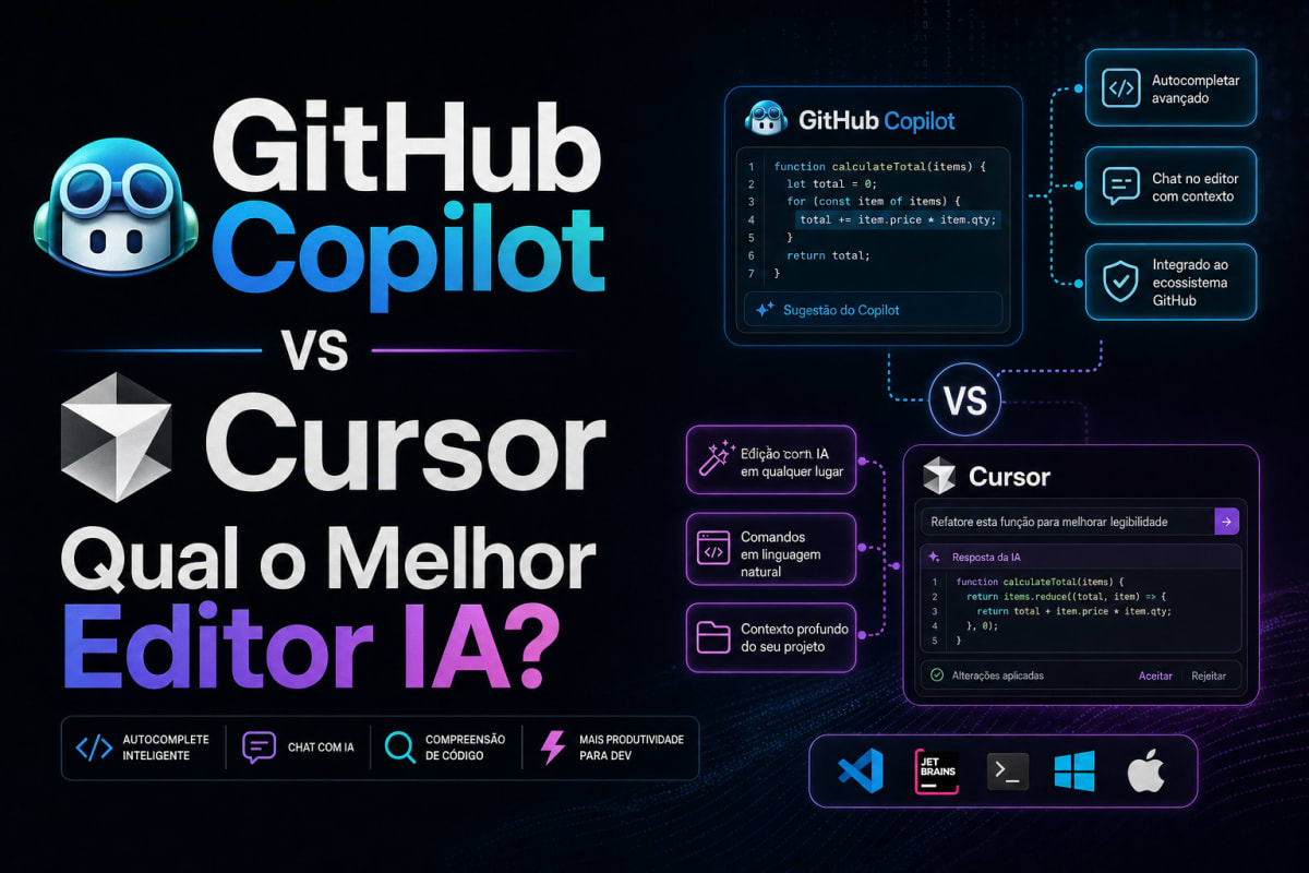 GitHub Copilot vs Cursor: Qual o Melhor Editor IA?