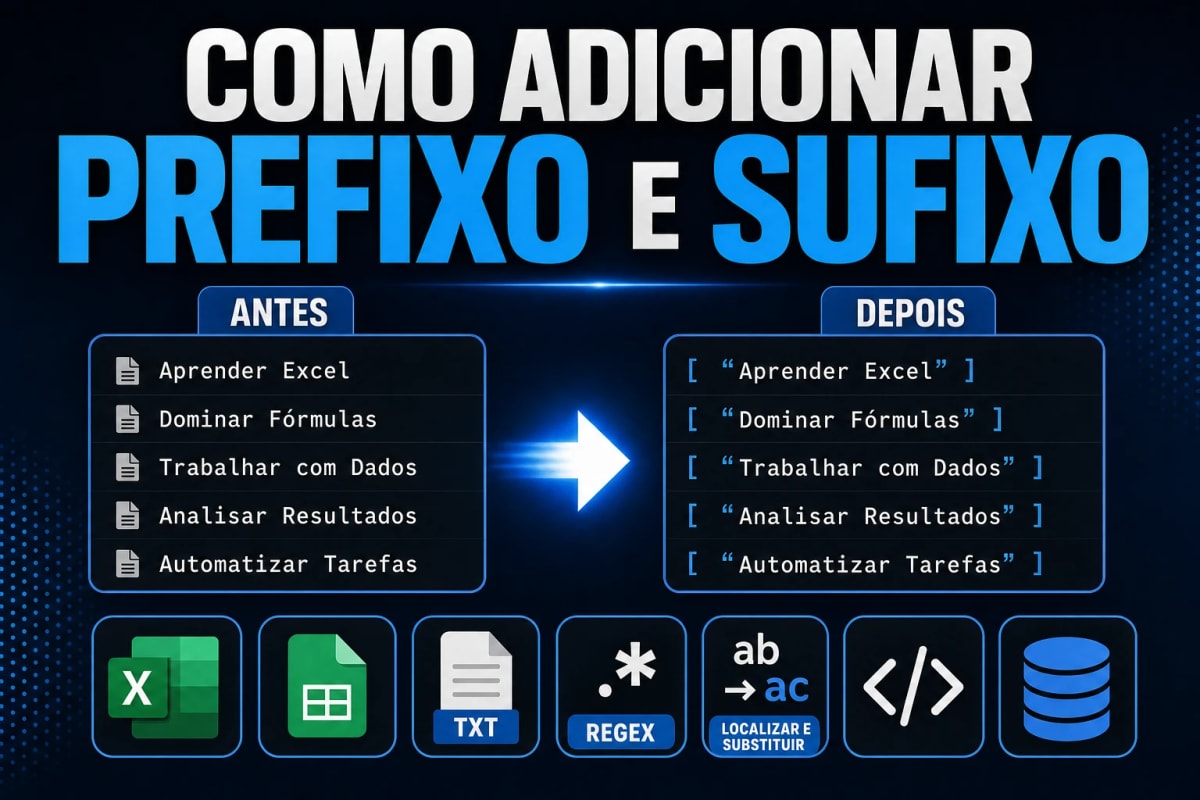 Como Adicionar Prefixo e Sufixo