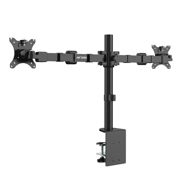 Ant Esports MA112 Dual Arm Articulating Monitor Desk Mount, Fully Adjustable Steel Stand with C-Clamp Grommet Base,VESA,Swivel, Rotation, Tilt and Height Adjustment, Holds 2 Screens up to 30″-Black