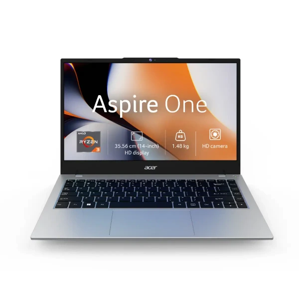 Acer, Aspire One, AMD Ryzen 3 7320U, 8GB RAM, 256 GB SSD, 14" ( 35.56 cm) HD Display, Windows 11 Home, Silver, 1.48 kg , A114-43, Thin and Light Laptop