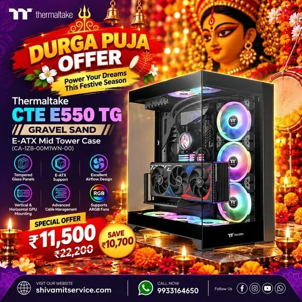 Thermaltake CTE E550 TG Gravel Sand E-ATX Mid Tower Case/ Cabinet
