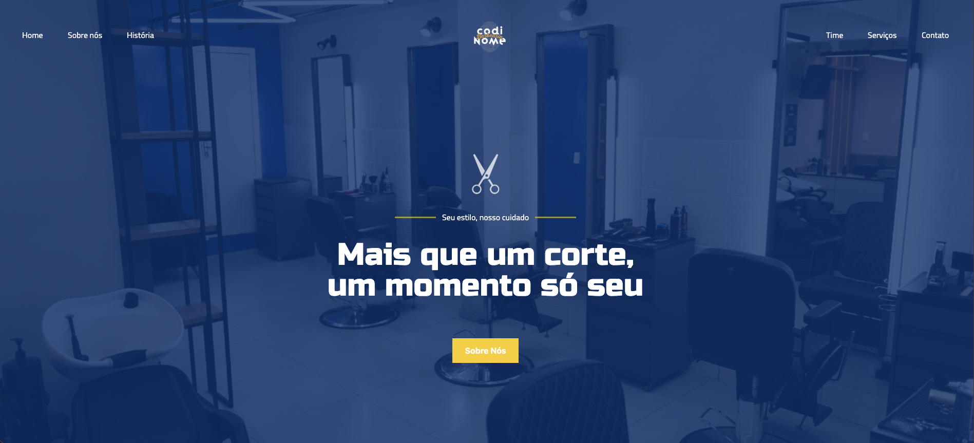 Codinome Barbearia - Website elegante para barbearia moderna desenvolvida por Rafael Gois com Next.js, React e JavaScript