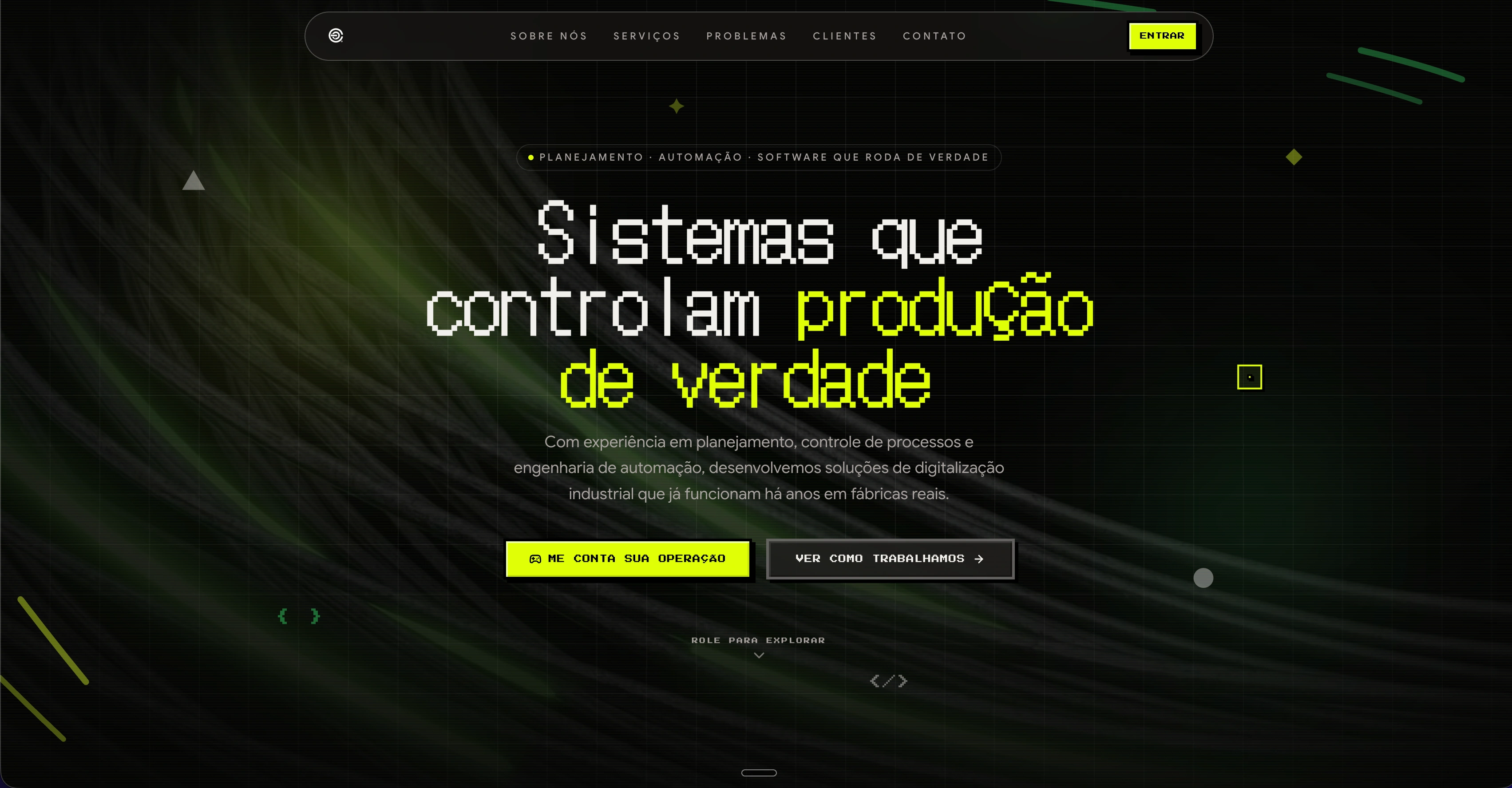 Sistemas Elevate - Site institucional tecnológico para automação industrial desenvolvido por Rafael Gois com HTML5, CSS3 e JavaScript