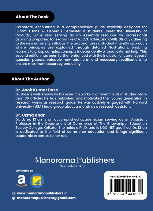 Dr. Asok Kumar Bose, Dr. Uzma Khan's Corporate Accounting image no. 2