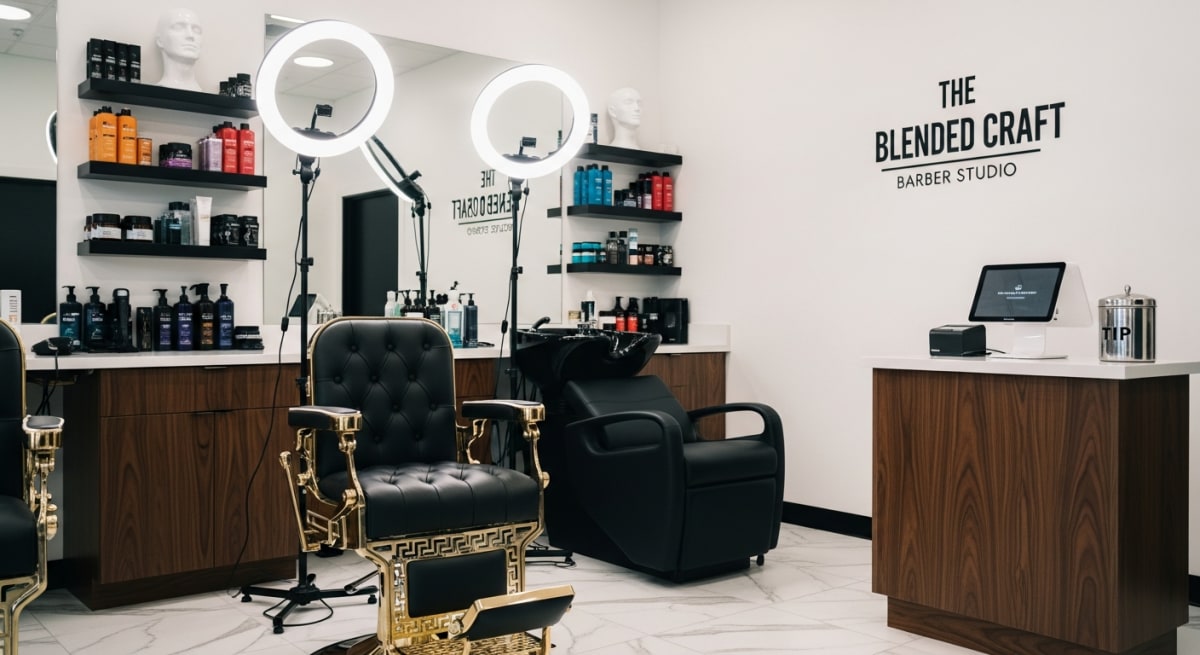 Barber cutting a client's hair at a professional shop in Henderson NV