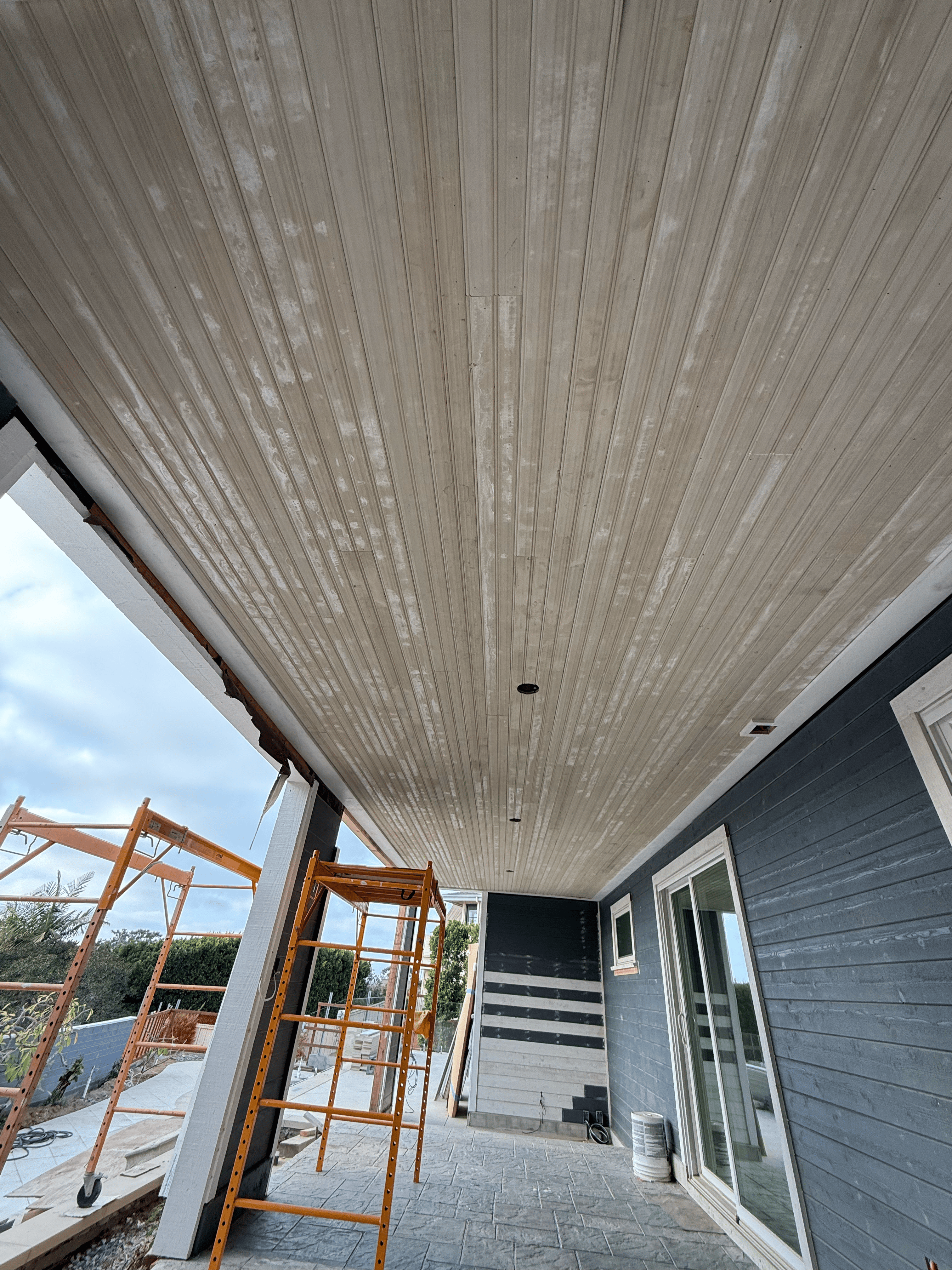 Exterior porch tongue-and-groove ceiling installation