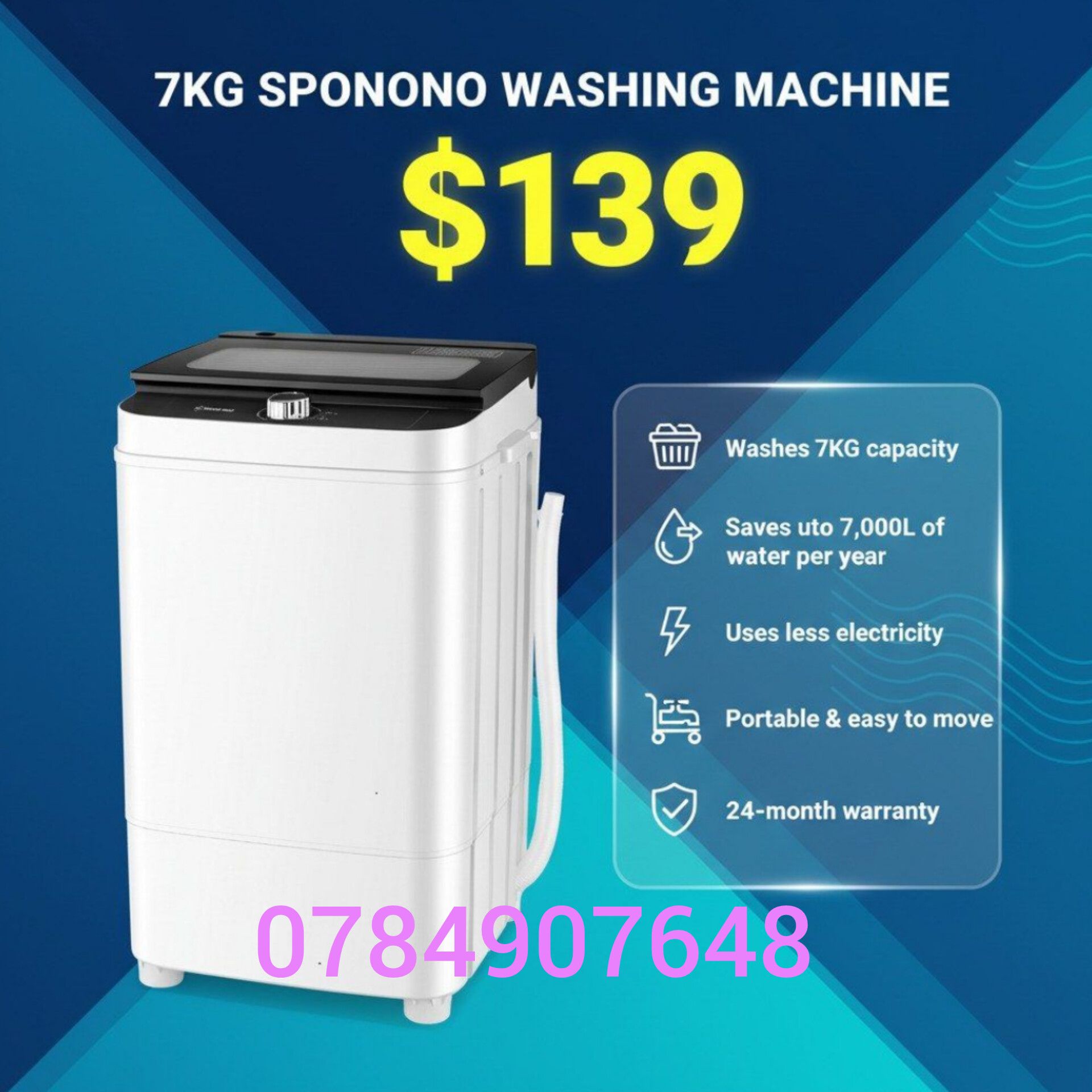 Bennet sponono 7kg washing machine 