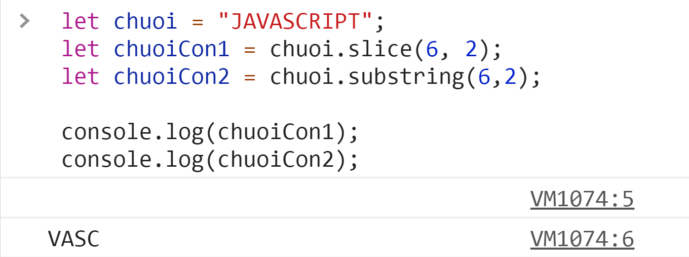 So sánh pương thức slice() và substring() trong chuỗi javascript