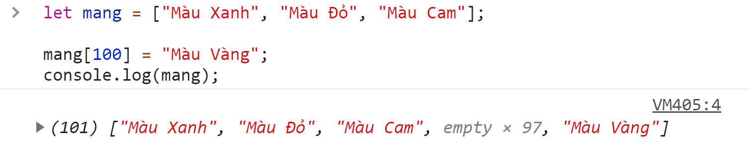 Gán giá trị phần tử trong mảng javascript