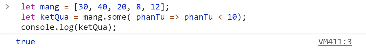 Phương thức some() với arrow function trong Mảng Javascript