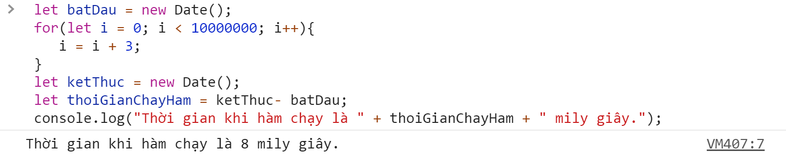 Ví dụ tính toán thời gian trong Date Javascript