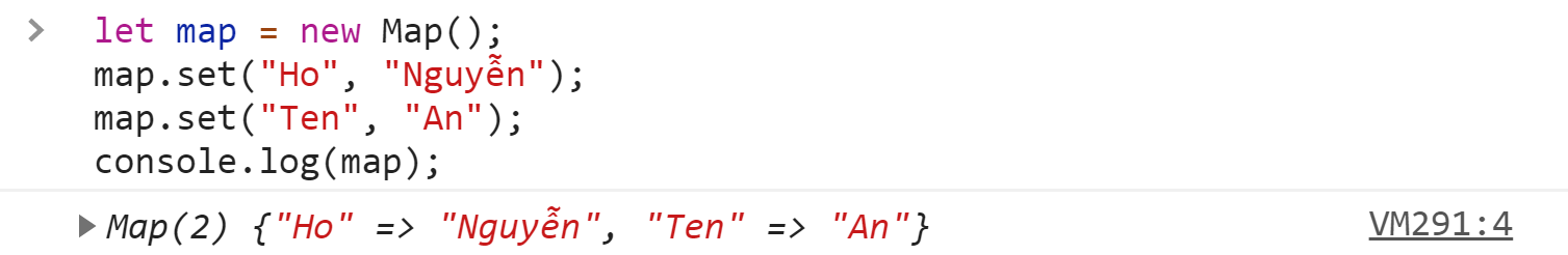 Phương thức set() với Map Trong Javascript