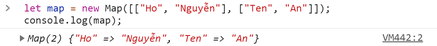 Khai báo nhiều cặp giá trị bằng new Trong Map Javascript