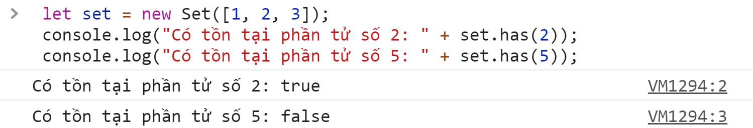 Phuong thức has() trong Set Trong Javascript