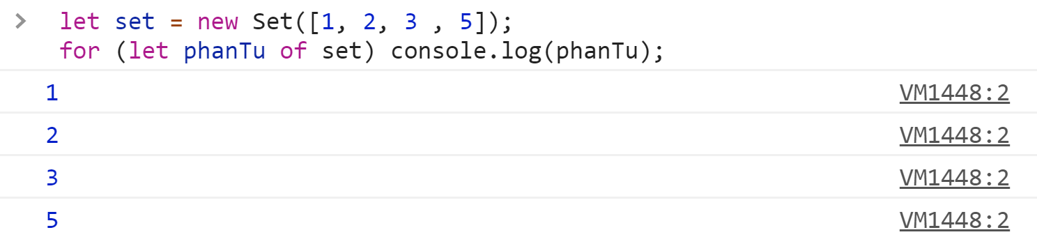 Lặp phần tử trong Set Trong Javascript