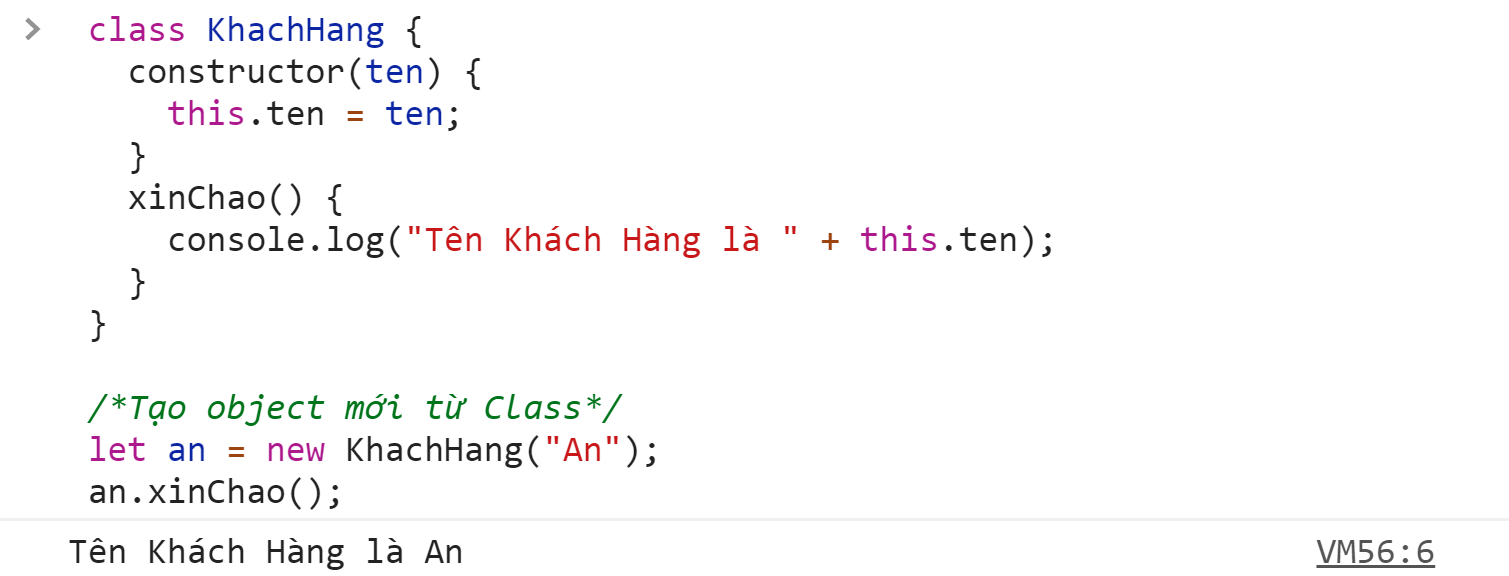 Tạo object từ Class trong javascript