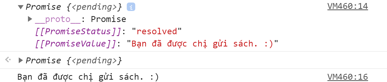 Phương thức then trong promise javascript