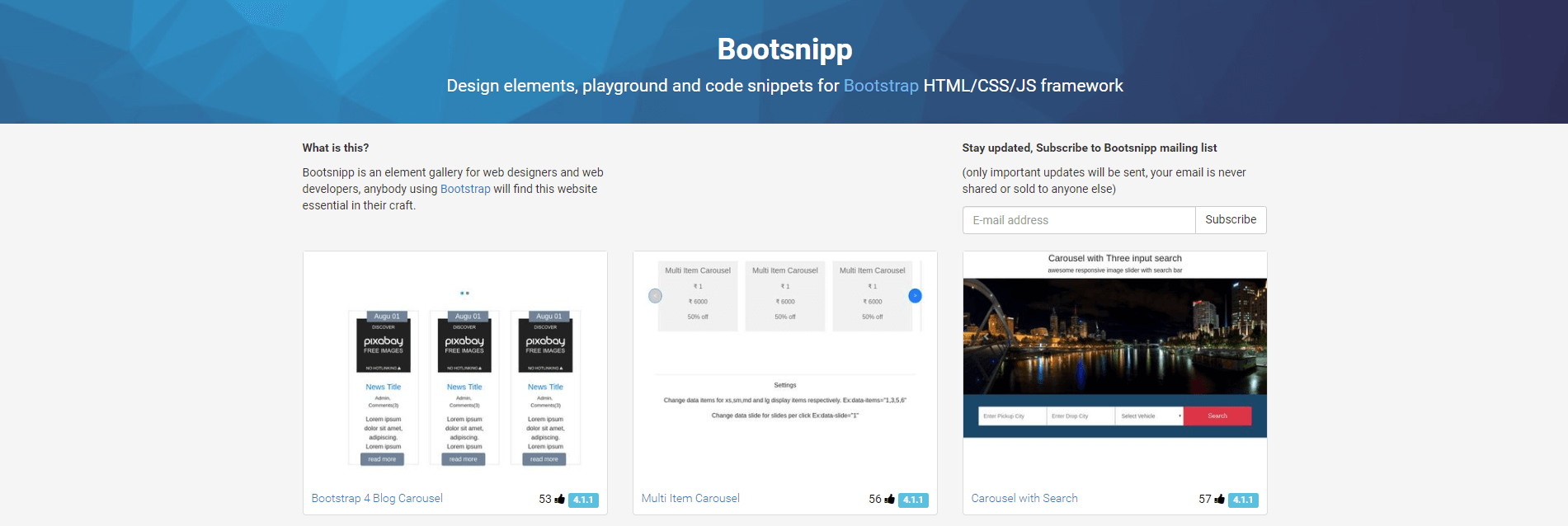 Trang web Code Snippet Bootsnipp 