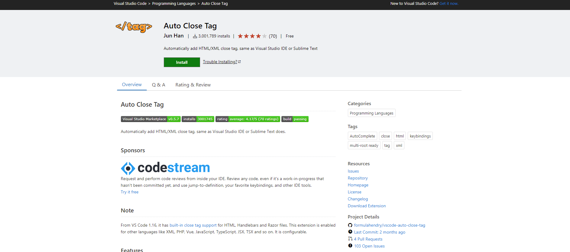 Auto Close Tag