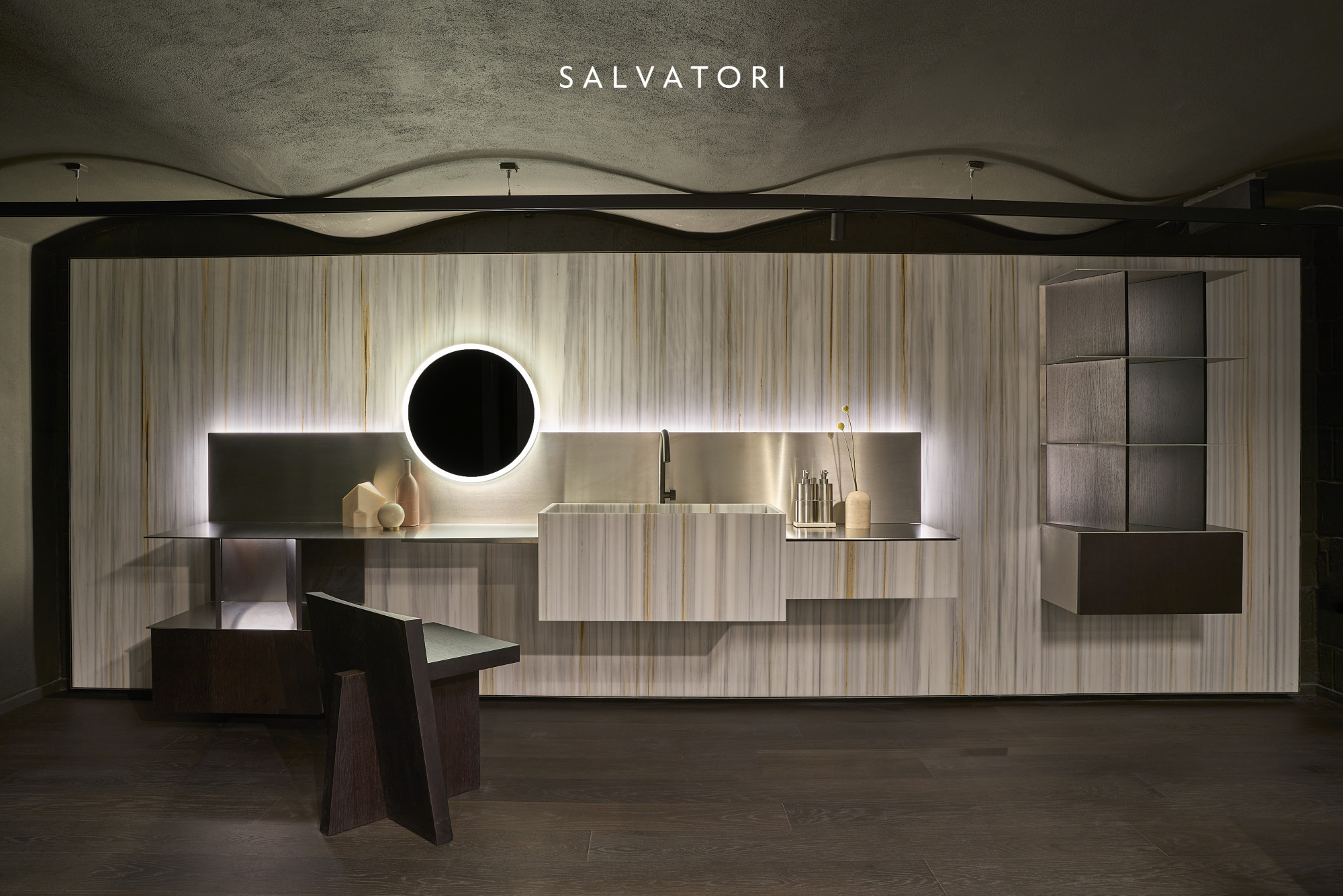 Honed Albe d'Or in the Salvatori London showroom