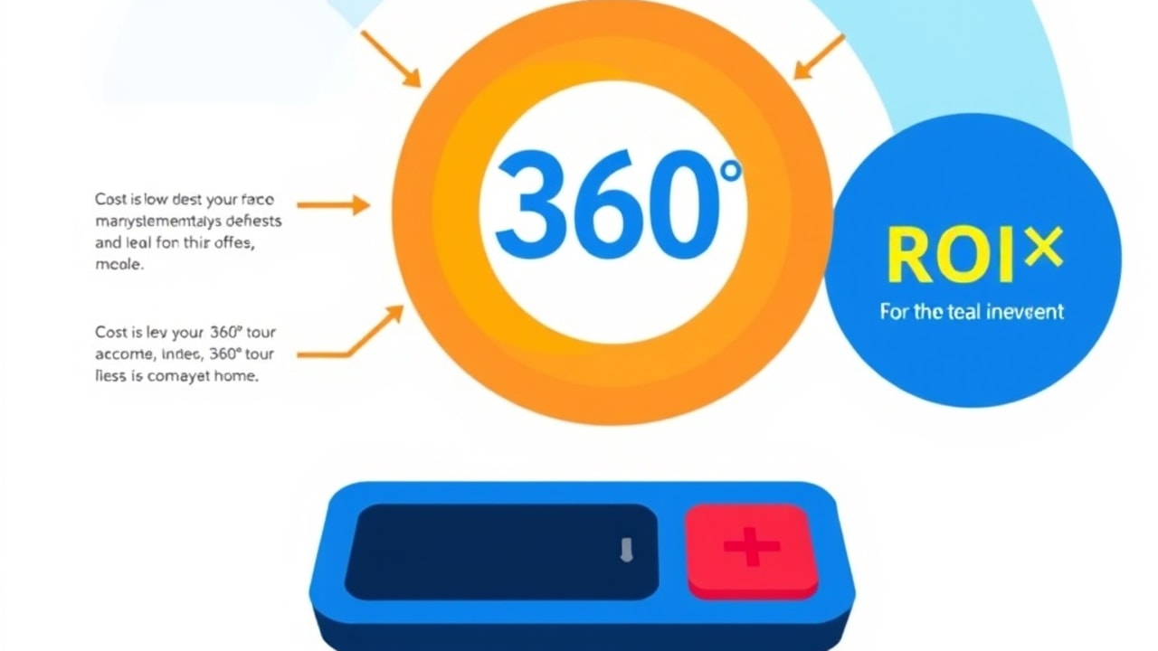 Ilustração de cálculo de custo e retorno sobre investimento de tour 360°